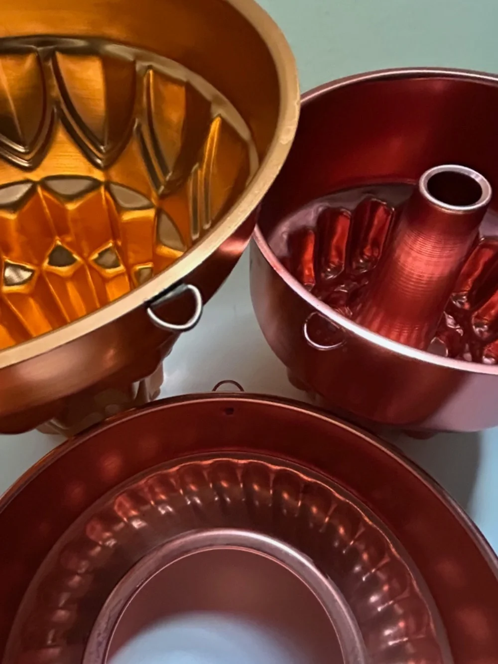 Vintage Set of 3 Copper Toned Aluminum Molds
